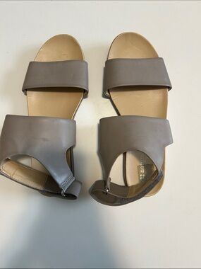 Naturalizer Gray-Taupe Double Strap Slide Sandals